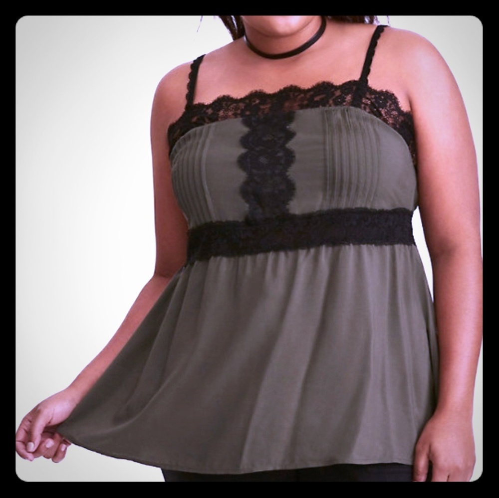 Olive Challis Tank Top, Torrid Sz 0